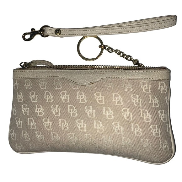 Dooney & Bourke Signature Canvas Wristlet Purse Beige - Picture 1 of 15